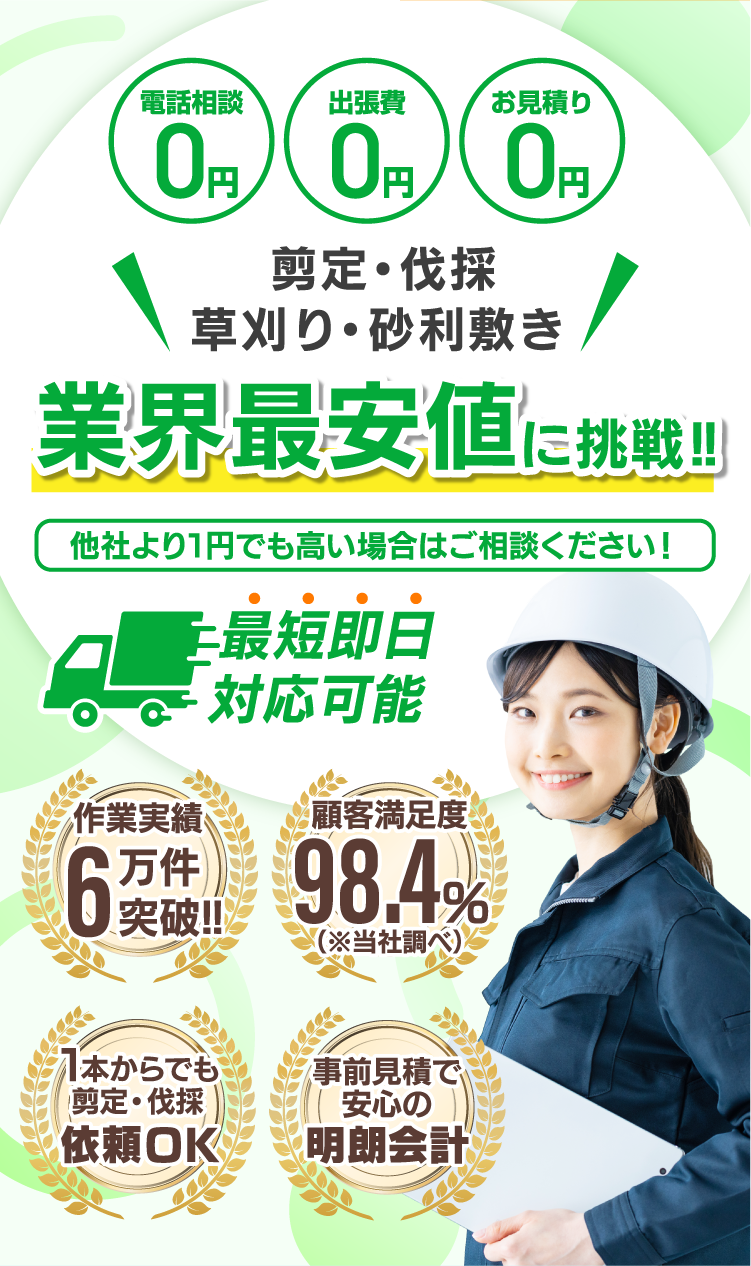 リンクお庭センターの庭木伐採・剪定・草刈りサービスのメインビジュアル